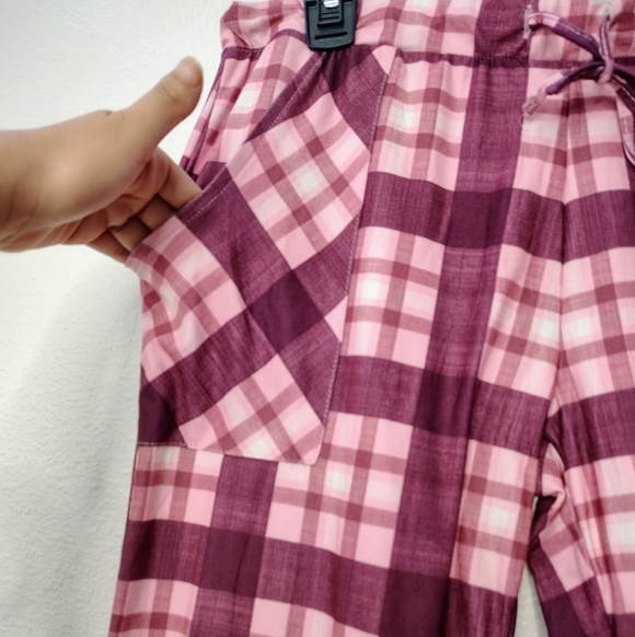 Lucky Brand Women's Plaid Pink Pants Pajamas Waist Band Sz Small Pockets NWOT - Picture 7 of 10